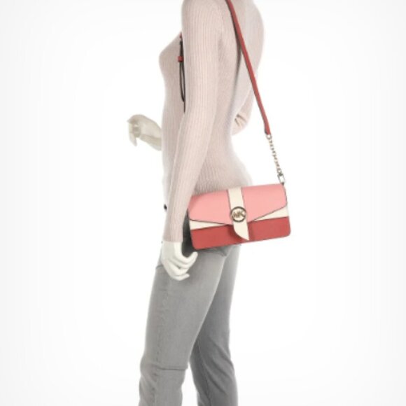 NWT Small Greenwich Michael Kors gold cinnamon pink hot pink crossbody - Picture 6 of 10